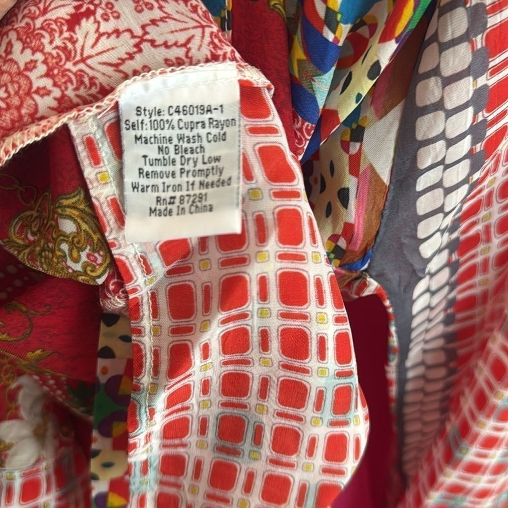 Johnny Was Kimono Red Mixed Print XL - Picture 9 of 9
